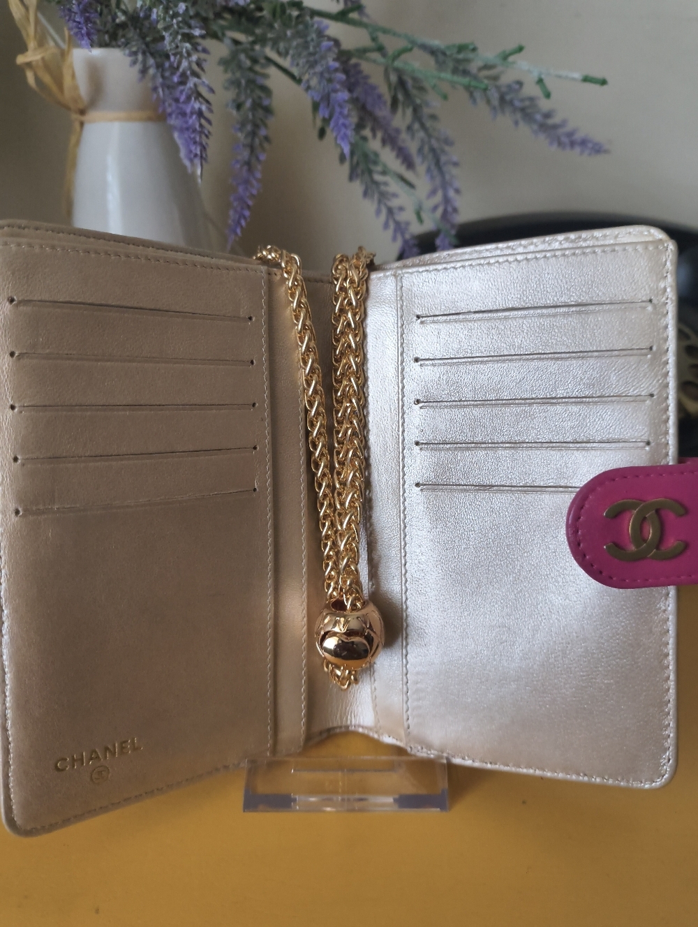 CHANEL Pink Camellia Embossed Compact Wallet W Chain 2010 - Picture 5 of 9